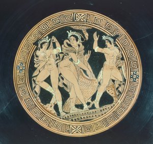 Kylix, részlet. Vörös alakos kerámia. Az etruszk civilizáció, Kr. e. 5-4. alkotó: Etruscan