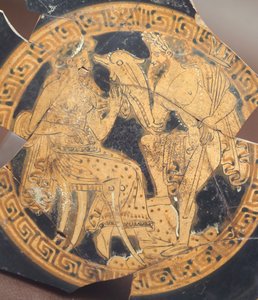 Poszeidón és Amphitrite. Piros figurás kerámia a Civita Castellanából (Lazio). Etruszk civilizáció, Kr. e. 4. század. alkotó: Etruscan