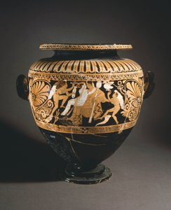 Stamnos (folyadéktároló edény). Piros alakos kerámia Poranoból (Umbria). Etruszk civilizáció, Kr. e. 4. század. alkotó: Etruscan