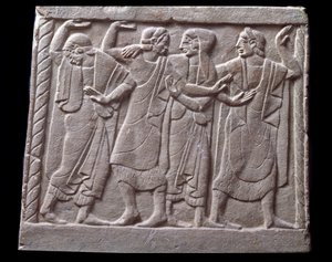 Táncjelenet, márvány sírkő alacsony domborműve alkotó: Etruscan Etruscan