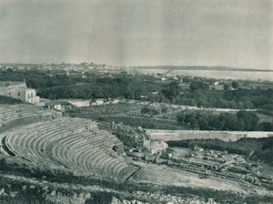 Kilátás a városra a görög színházból, Syracuse, Szicília, Olaszország, 1927 alkotó: Eugen Poppel