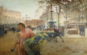 Place du Theatre Francais, Párizs alkotó: Eugene Galien Laloue