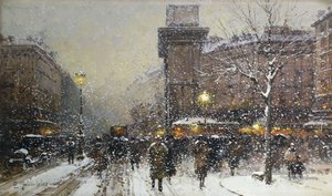 La Porte St. Martin (fekete kréta és testszín) alkotó: Eugene Galien Laloue