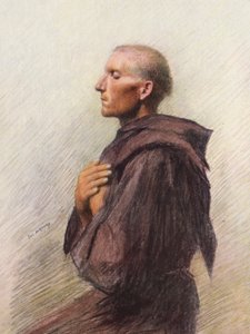 Quintavalle-i Bernard szerzetes (színes litográfia)