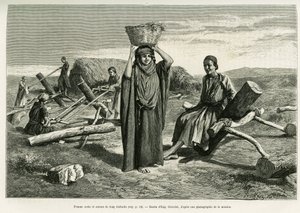 Arab nő és fűrészelők hosszú tíz foulis. Eugene Girardet metszete az A Suse című történet illusztrálására alkotó: Eugene Alexis Girardet