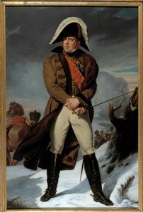 Portré en pied Michel Ney (1769-1815), Elchingen hercege, Moszkva hercege (Moszkva), Marechal Franciaország Eugene Battaille festménye (1817-1875). 19. század. Homályos. 2,15 x 1,4 m. - Michel Ney (1769-1815), Elchingen hercegének egész alakos portréja, P alkotó: Eugene Battaille