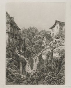 Grésy malma és vízesése Aix-les-Bains közelében alkotó: Eugene Bléry