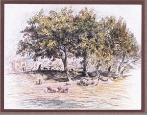 Juniper barát levágja egy disznó lábát, hogy odaadja egy beteg embernek, 1919 alkotó: Eugene Burnand