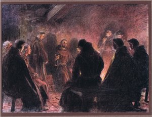 Szent Ferenc és a barátok Isten beszéde, 1919 alkotó: Eugene Burnand