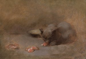 Chat Mangeant (olaj, vászon a táblára fektetve) alkotó: Eugène Carrière