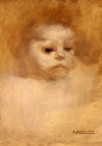 Egy gyermek feje, La Grande Soeur tanulmány (olaj, vászon) alkotó: Eugène Carrière
