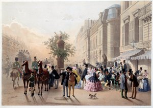 Boulevard des Italians, Cafe Tortoni Párizsban a 19. században Eugene Guerard metszete