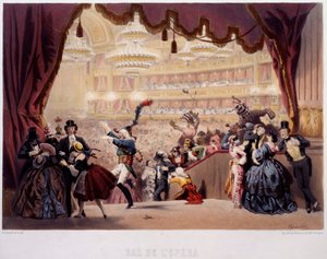 A párizsi Opera de la Rue Le Peletier maszkbálja Ezt a bált Grand Veglione-nak hívták. Eugene von Guerard litográfiája (1811-1901) 19. századi Párizs, Musee Carnavalet