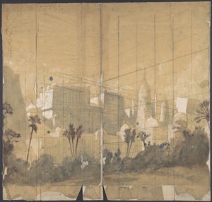 Színpadi díszlet az Opérában, Párizs, 1828-90. alkotó: Eugene Ciceri
