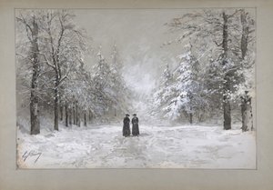 Téli jelenet két férfival, 1830-90.