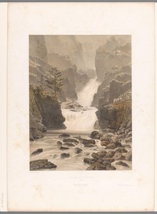 Kilátás a Barberine-vízesésre Vallorcine közelében Cascade de Barberine (cím az objektumon) Arcok Svájcban, Savoyában és Tirolban (sorozat címe) La Suisse, la Savoie et le Tyrol (sorozat címe a tárgyon) alkotó: Eugene Ciceri