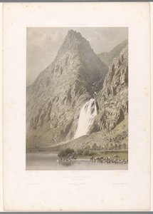 Kilátás a Pissevache-vízesésre Cascade de Pissevache (cím az objektumon) Arcok Svájcban és Savoyában (sorozat címe) La Suisse et la Savoie (sorozat címe az objektumon) alkotó: Eugene Ciceri