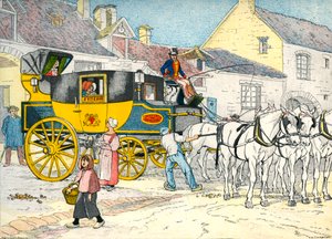 Postakocsi egy kocsiszínben 1840-ben