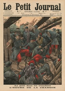 Boldog buli a lövészárkokban, Song Time, előlapi illusztráció a „Le Petit Journal”-ból, melléklet ábra, 1914. december 6