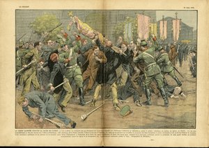 Eugene Damblans (1865-1945) illusztrációja a Le Pelerinben, 37. 06. 27. - A keresztjáték Krisztus keresztje ellen a hitleri Németországban - Németország Poroszország, Valláshit, Tömeg, Harc, Helyesbírás, Gammee Kereszt, Keresztény Kereszt, Katolikus Katoli alkotó: Eugene Damblans