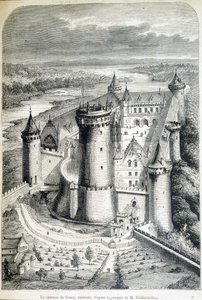 Le chateau de Coucy, restaurált - metszet a vázlatból//Eugene Viollet-le-Duc (Viollet le Duc) (1814-1879) - „” Le Monde illustrious””” 1858.08.05. alkotó: Eugene Emmanuel (after) Viollet le Duc