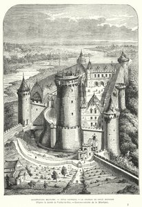 Chateau de Coucy, Pikárdia, Franciaország, miután a 19. században restaurálta Eugene Viollet-le-Duc