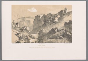 Ganjnameh op de berg Alvand Iránban Mounts Elvend Gorge, ahol ékírásos feliratú táblák vannak Hamadan közelében (cím a tárgyon) alkotó: Eugene Flandin