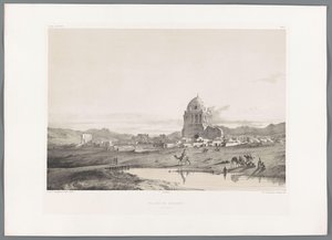Kilátás Soltaniyeh falura Village de Sultanieh (cím az objektumon) Perzsa tájak (sorozat címe) Perse modern (sorozat címe) alkotó: Eugene Flandin