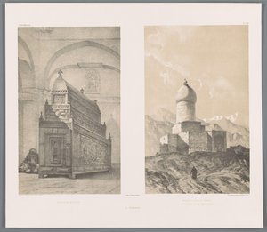 Graftombe van Esther Mordechaiban Eszter kenotáfusa (cím a tárgyon) Emlékmű Eszter és Mordokeus emlékére (cím a tárgyon) Hamadan (cím a tárgyon) Perzische landschappen (sorozat címe) Modern Persia (sorozat címe) alkotó: Eugene Flandin
