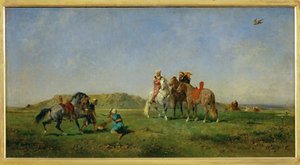 Chasse au faucon en Algerie - Vadászat sólymokkal Algériában - ... alkotó: Eugène Fromentin