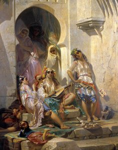 Orientalizmus: „” Algír nők”” Eugene Giraud (1806-1881) festménye 19. század. Túrák, Szépművészeti Múzeum