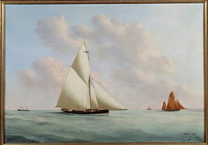 A Sylphe jacht a regattán. Eugene Margueritte-Grandin festménye Eugene Grandinnál (1833-1916)