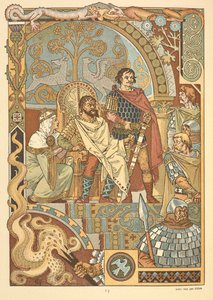 Egy király a trónon, az udvarban. alkotó: Eugene Grasset