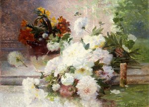 Csendélet őszi virágokkal alkotó: Eugene Henri Cauchois