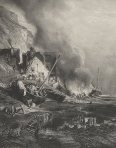 Hajó átszerelése apálykor, 1833. alkotó: Eugene Isabey