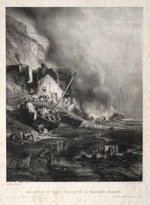 Hat tengerészgyalogos: Hajó felszerelése apálykor alkotó: Eugene Isabey