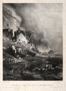 Hat tengerészgyalogos: Csónak átszerelése apálykor, 1833. alkotó: Eugene Isabey
