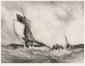 Hat tengerészgyalogos: Visszatérés kikötőbe, 1833. alkotó: Eugene Isabey