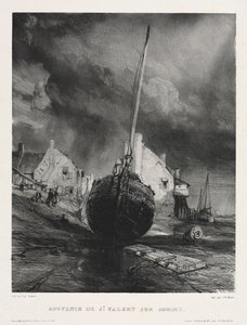 Hat tengerészgyalogos: Szent Valéry sur Somme szuvenírje, 1833. alkotó: Eugene Isabey