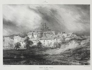 Festői és romantikus utazások az ókori Franciaországban, Auvergne: Château de Pont-Gibaud alkotó: Eugene Isabey