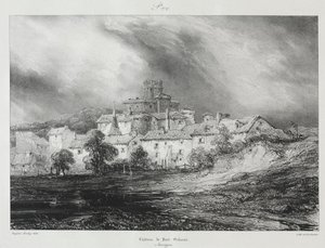 Festői és romantikus utazások az ókori Franciaországban, Auvergne: Château de Pont-Gibaud alkotó: Eugene Isabey
