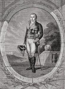 Manuel Godoy y Alvarez de Faria, Blanpain metszete, Louis Blanc (1811-82) "Histoire de la Revolution Francaise" című művéből.