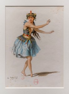 A Korrigane. Charles-Marie Widor balettje, jelmezmodell. 1880, toll, akvarell és gouache papíron.