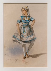 A Korrigane. Charles-Marie Widor balettje, jelmezmodell. 1880, toll, akvarell és gouache papíron.