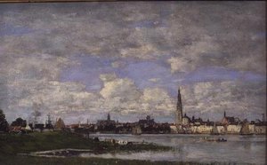 Antwerpen Flandria csúcsáról (olaj, vászon) alkotó: Eugene Louis Boudin