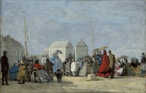 Strand jelenet Trouville-ben; Strandjelenet Trouville-ben, 1864 alkotó: Eugene Louis Boudin
