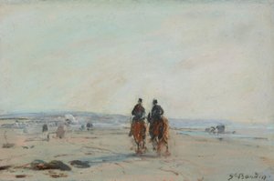 Két lovas a tengerparton, 1864-68 körül (pasztell, papírra fektetve) alkotó: Eugene Louis Boudin