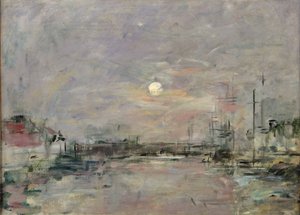 Alkonyat a Le Havre-i kereskedelmi dokknál, 1892-94 körül alkotó: Eugene Louis Boudin