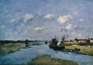 La Canche apálykor, Etaples (olaj, vászon) alkotó: Eugene Louis Boudin