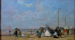 A Trouville Beachen, Eugene Boudin festménye alkotó: Eugene Louis Boudin